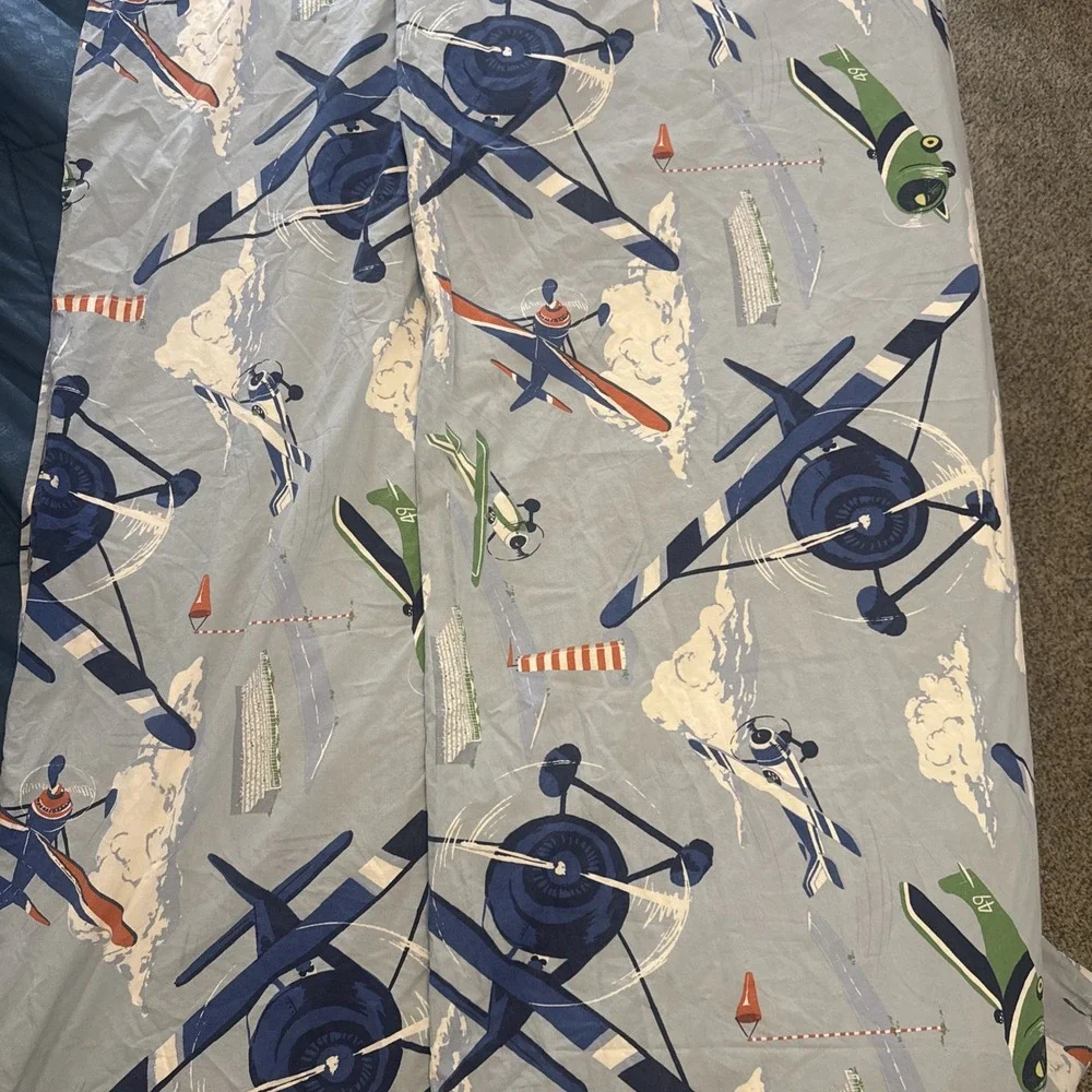 Pottery Barn Kids Preppy Planes Full/Queen Duvet Cover RARE 2016 Release EUC